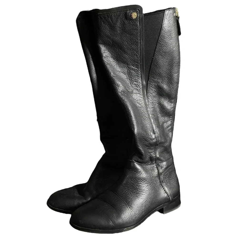 Genuine Leather Riding Boots 4 Louise et Cie Zaya Black Tall Round Toe Classic